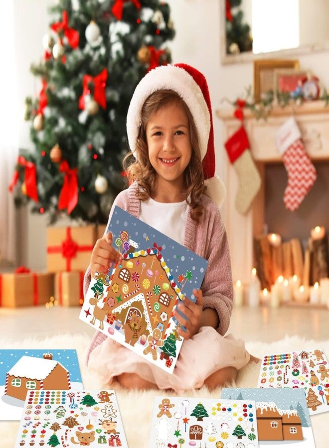 VABAMNA Christmas Party Favor for Kids - 30 Sheets Make a Gingerbread House DIY Craft Stickers Scenes for Xmas Holiday Activity Party Game Supplies, 15 Sets - Image 2